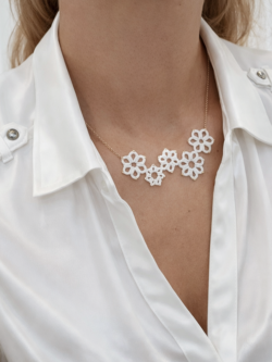 collier fleurs en frivolité